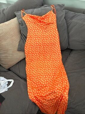 Orange Floral Slip Dress